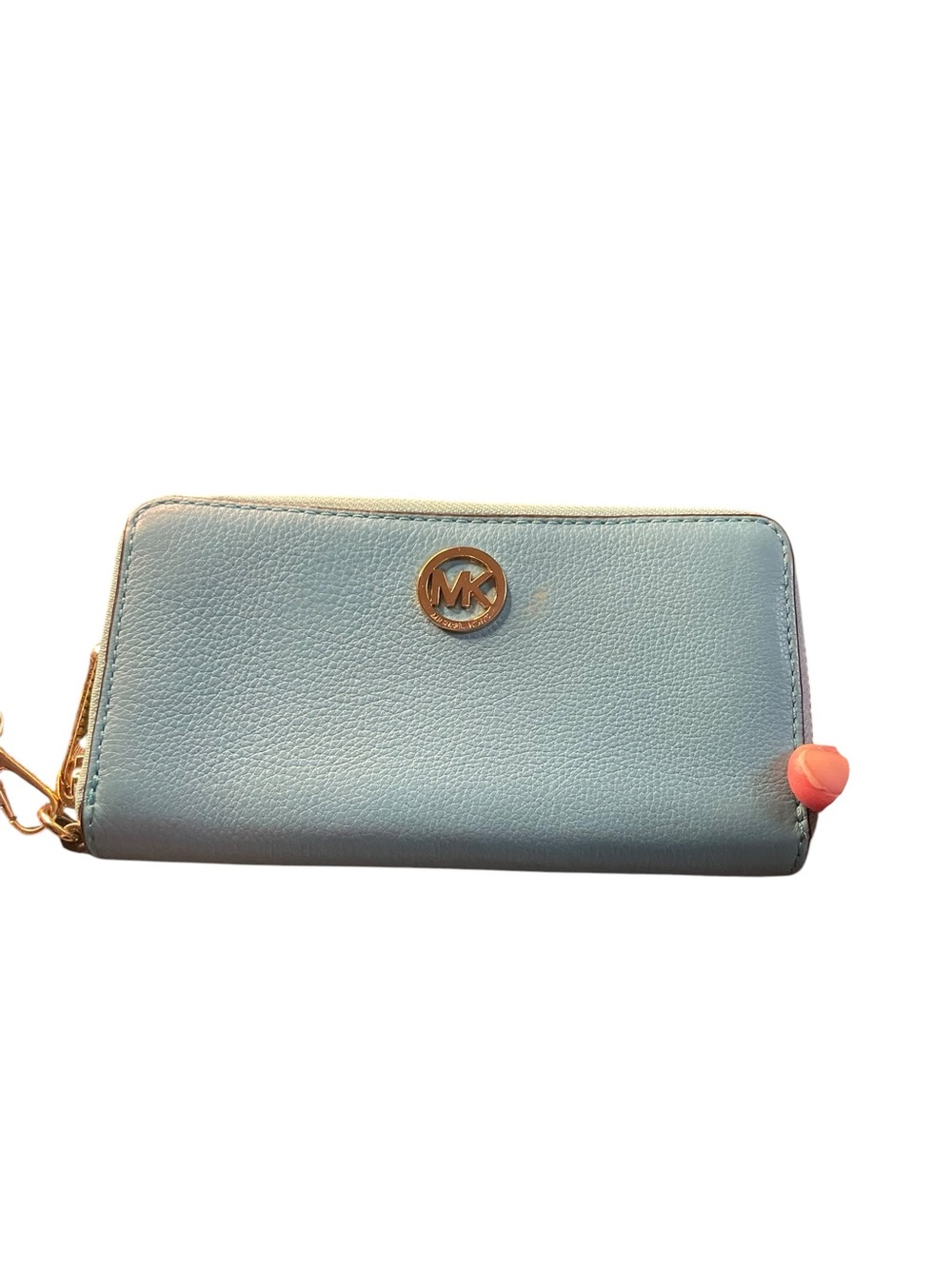 Michael Kors Light Blue Pebbled Leather Zip Around Continental Wallet⁠